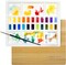 Ceramic Watercolor Paint Palette with Wooden Lid - 12x10 Inch Porcelain Mixing Tray with 22 Wells and 6 Large Wells - Professional Palette for Gouache, Acrylics, and More - Durable Design